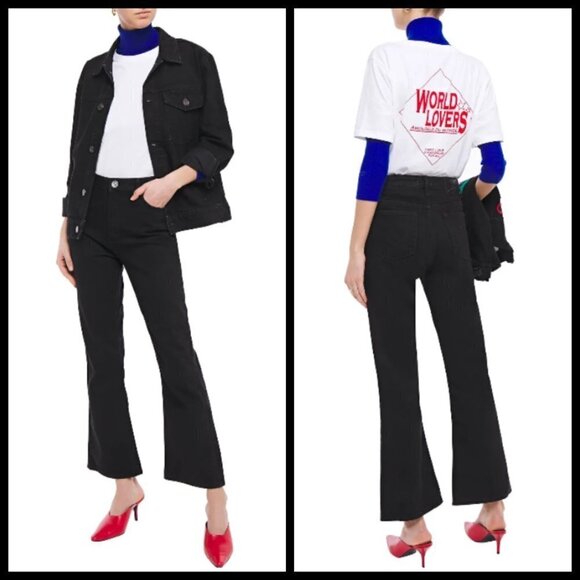 💕SANDRO💕 Rudolphe High Waist Flared Leg Jeans ~ Black 42 EU NWT - Picture 1 of 16